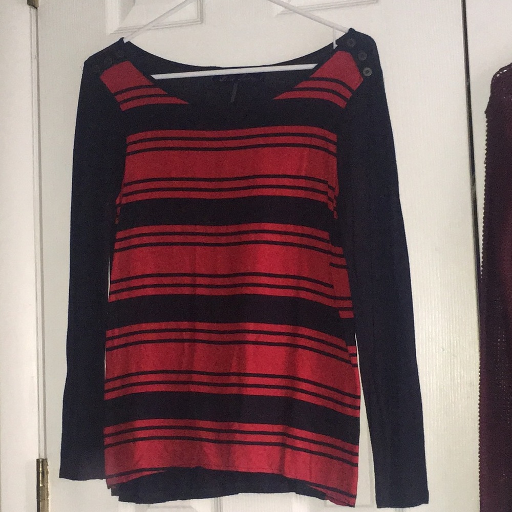 Red and navy striped shirt
